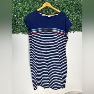 Boden Paulina Striped T-Shirt Dress, Navy, White, Multi Nautical Costal US 22-24